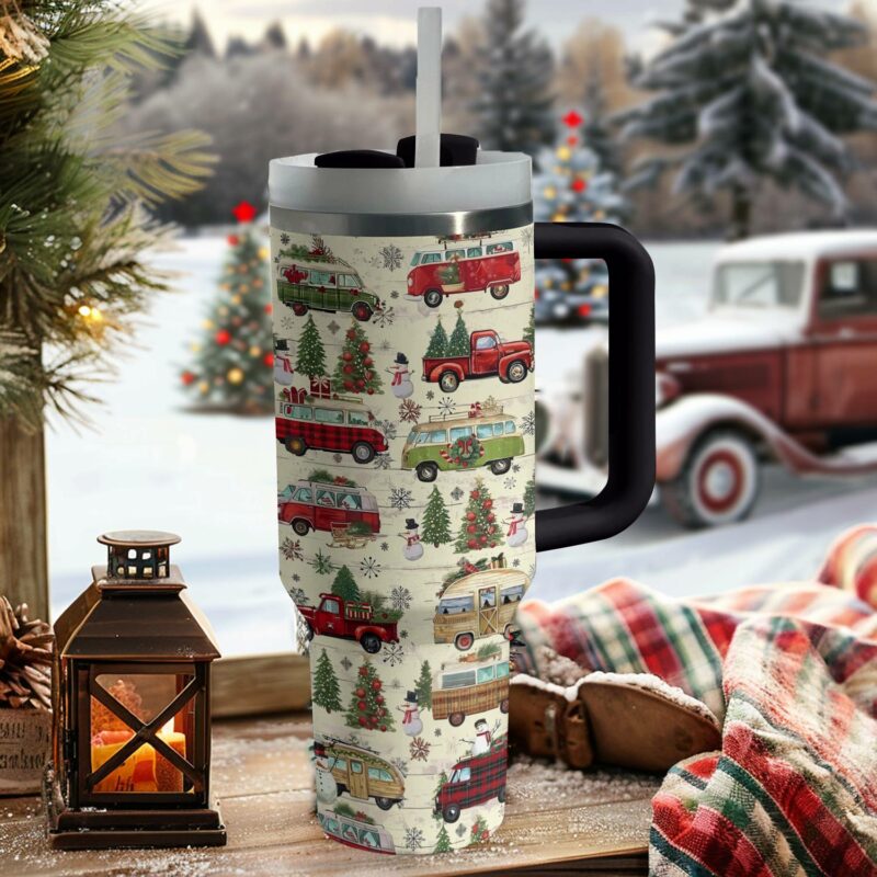 Holiday Road Trip Christmas Custom Stanley Quencher 40oz Stainless Steel Tumbler With Handle - Threewoofs - Image 2