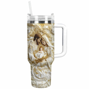 Holy Family Christmas Custom Stanley Quencher 40oz Stainless Steel Tumbler With Handle - Threewoofs