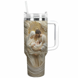Holy Family Christmas Custom Stanley Quencher 40oz Stainless Steel Tumbler With Handle - Threewoofs