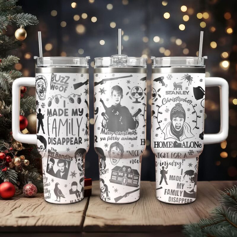 Home Alone Movies Custom Stanley Quencher 40oz Stainless Steel Tumbler With Handle - Threewoofs
