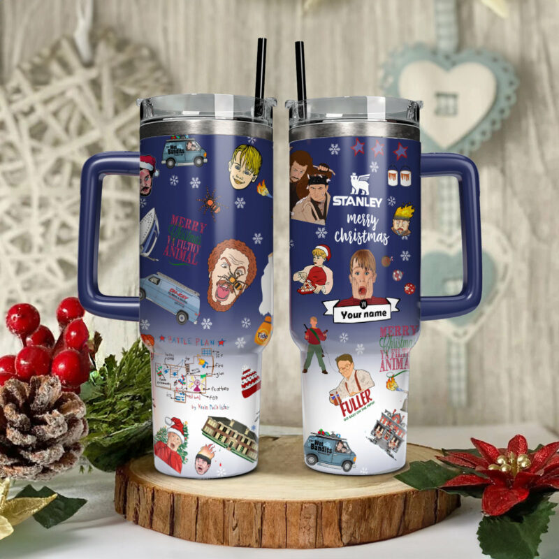 Home Alone Movies Custom Stanley Quencher 40oz Stainless Steel Tumbler With Handle - Threewoofs - Image 4