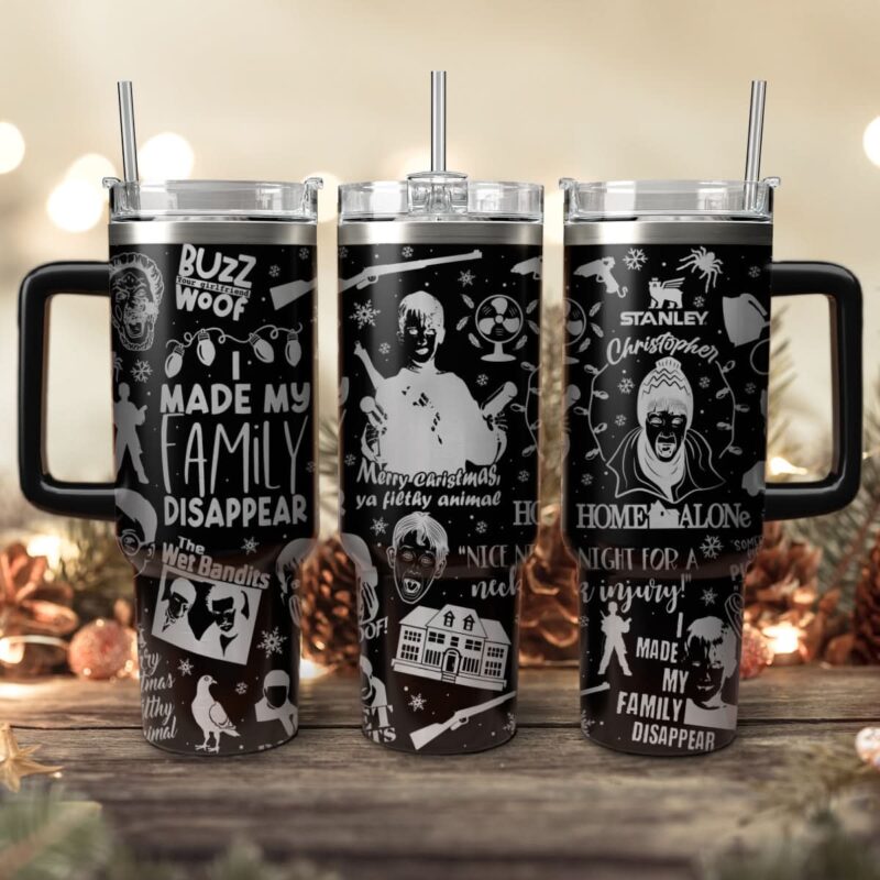 Home Alone Movies Custom Stanley Quencher 40oz Stainless Steel Tumbler With Handle - Threewoofs