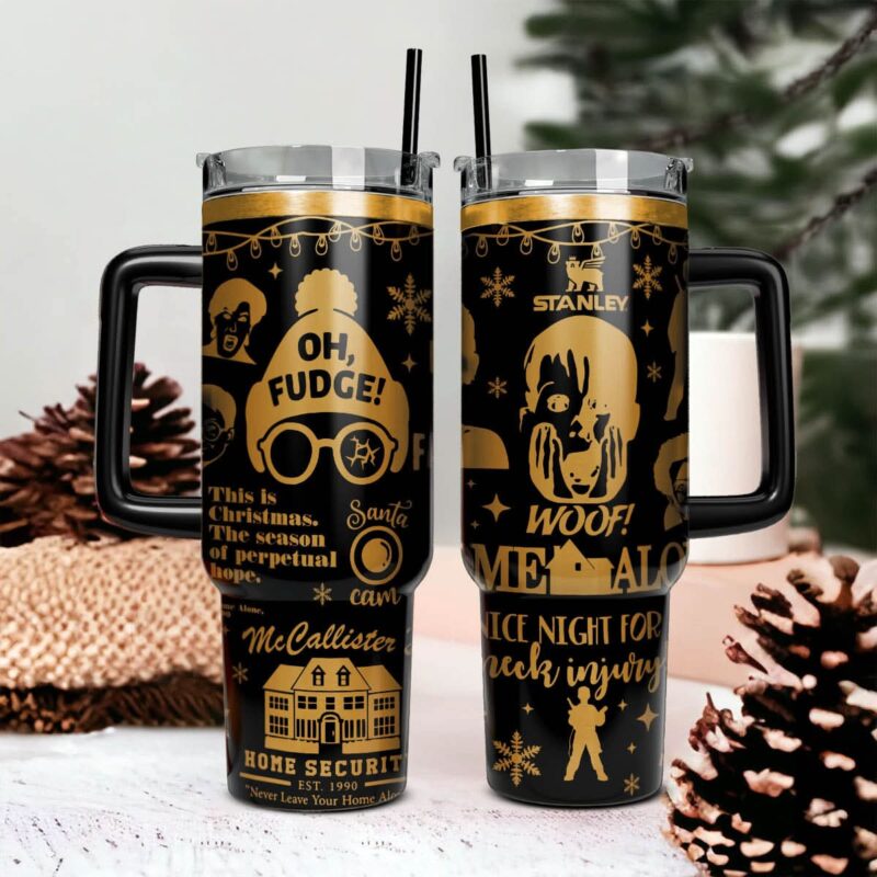 Home Alone Movies Custom Stanley Quencher 40oz Stainless Steel Tumbler With Handle - Threewoofs