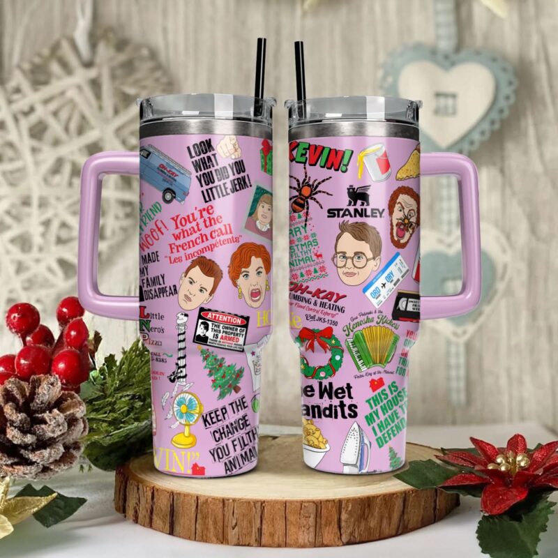 Home Alone Movies Custom Stanley Quencher 40oz Stainless Steel Tumbler With Handle - Threewoofs