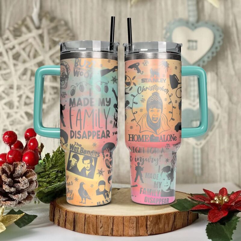 Home Alone Movies Custom Stanley Quencher 40oz Stainless Steel Tumbler With Handle - Threewoofs