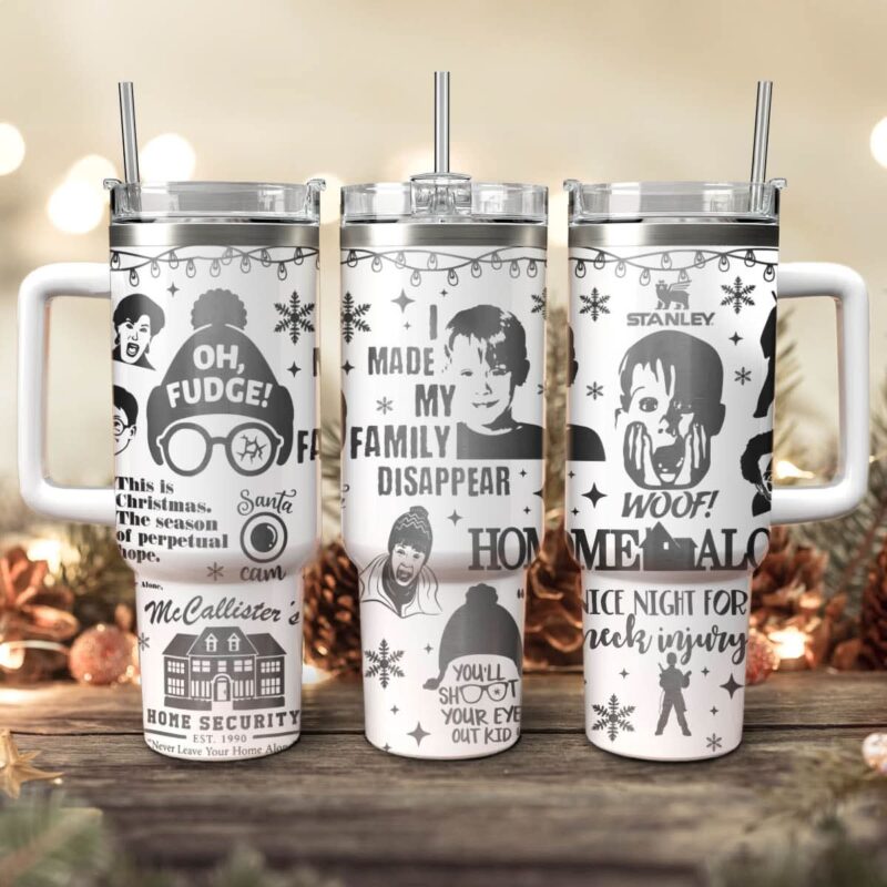 Home Alone Movies Custom Stanley Quencher 40oz Stainless Steel Tumbler With Handle - Threewoofs