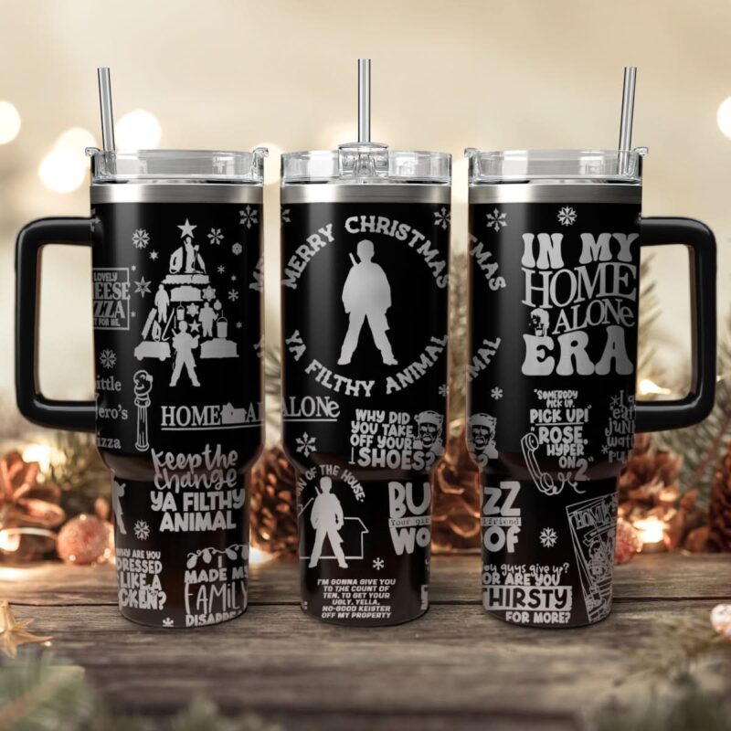 Home Alone Movies Custom Stanley Quencher 40oz Stainless Steel Tumbler With Handle - Threewoofs