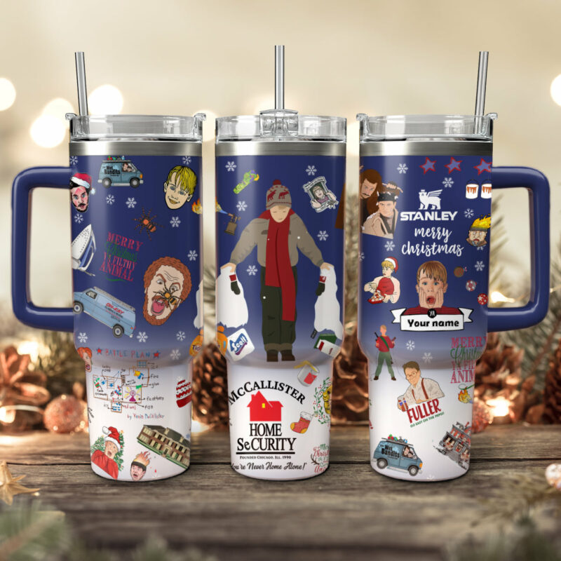 Home Alone Movies Custom Stanley Quencher 40oz Stainless Steel Tumbler With Handle - Threewoofs - Image 3