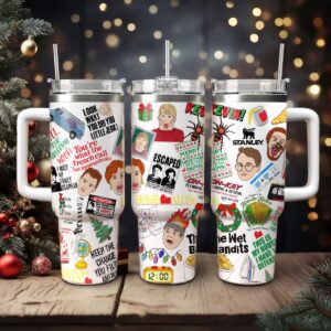 Home Alone Movies Custom Stanley Quencher 40oz Stainless Steel Tumbler With Handle - Threewoofs