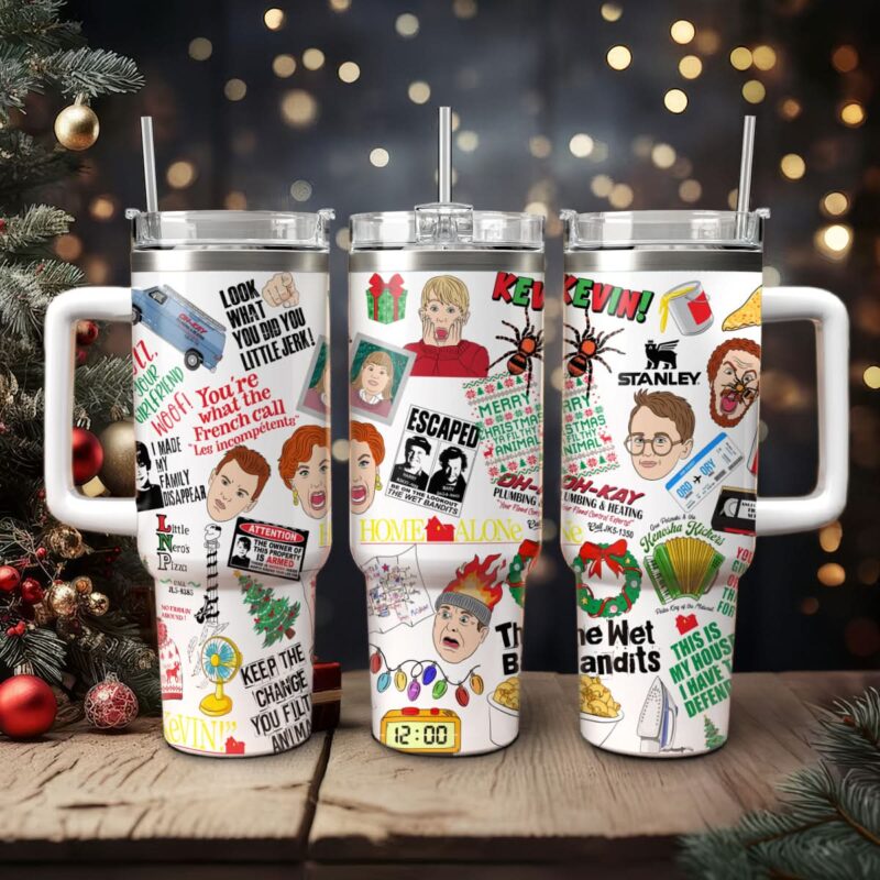 Home Alone Movies Custom Stanley Quencher 40oz Stainless Steel Tumbler With Handle - Threewoofs
