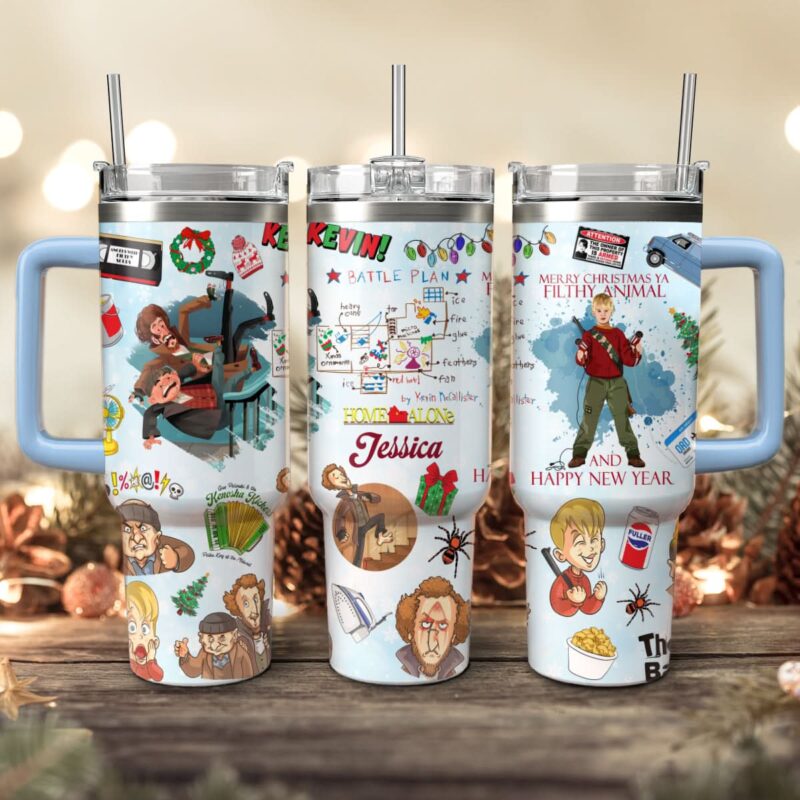Home Alone Movies Custom Stanley Quencher 40oz Stainless Steel Tumbler With Handle - Threewoofs