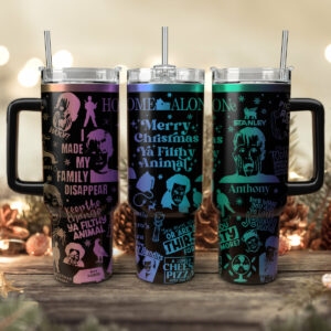 Home Alone Movies Custom Stanley Quencher 40oz Stainless Steel Tumbler With Handle - Threewoofs