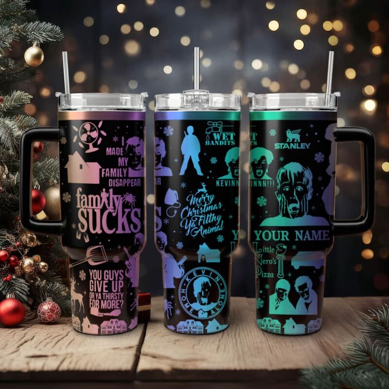 Home Alone Movies Custom Stanley Quencher 40oz Stainless Steel Tumbler With Handle - Threewoofs