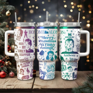 Home Alone Movies Custom Stanley Quencher 40oz Stainless Steel Tumbler With Handle - Threewoofs