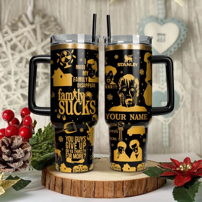 Home Alone Movies Custom Stanley Quencher 40oz Stainless Steel Tumbler With Handle - Threewoofs