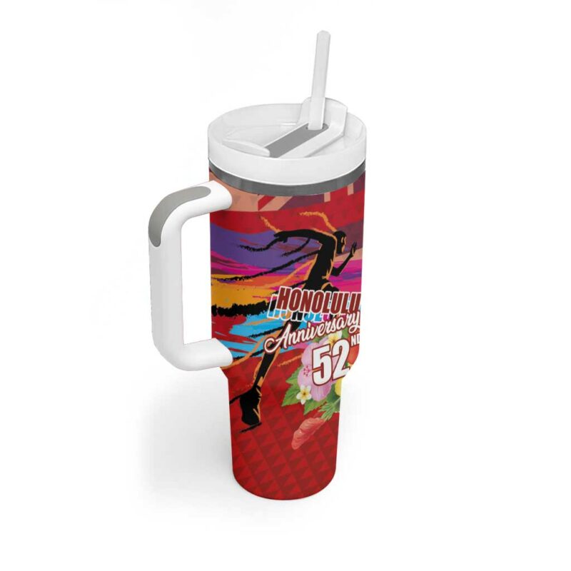 Honolulu Anniversary 52nd Running Marathon Competition Kakau Red Color Custom Stanley Quencher 40oz Stainless Steel Tumbler With Handle - Threewoofs - Image 2