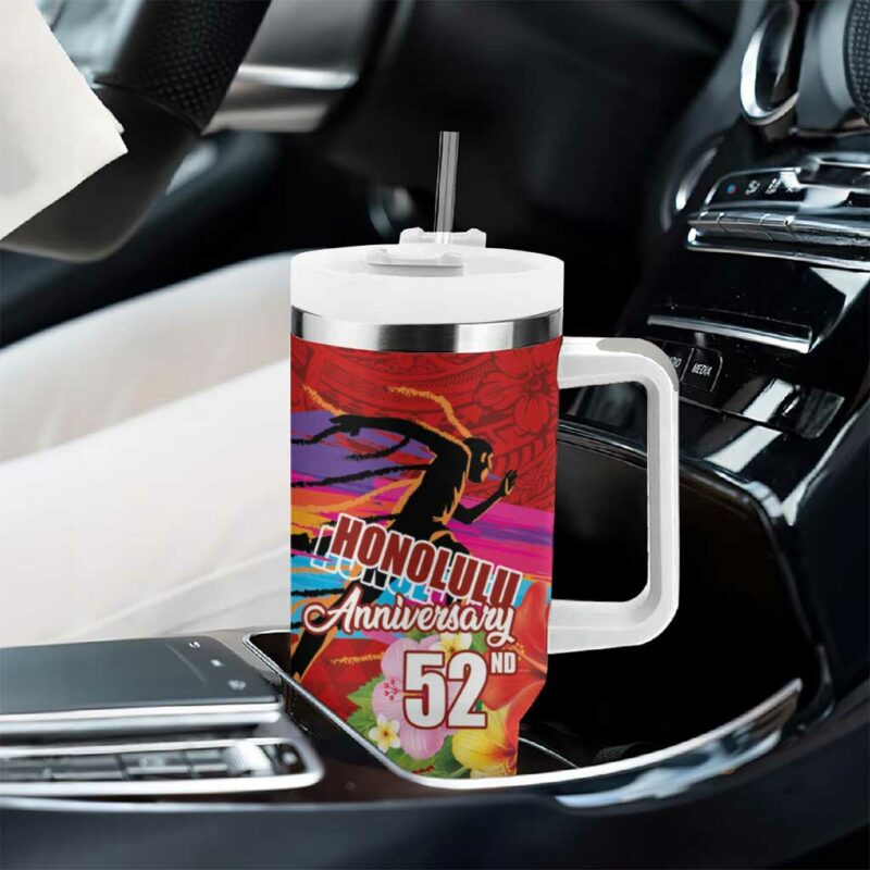 Honolulu Anniversary 52nd Running Marathon Competition Kakau Red Color Custom Stanley Quencher 40oz Stainless Steel Tumbler With Handle - Threewoofs - Image 8