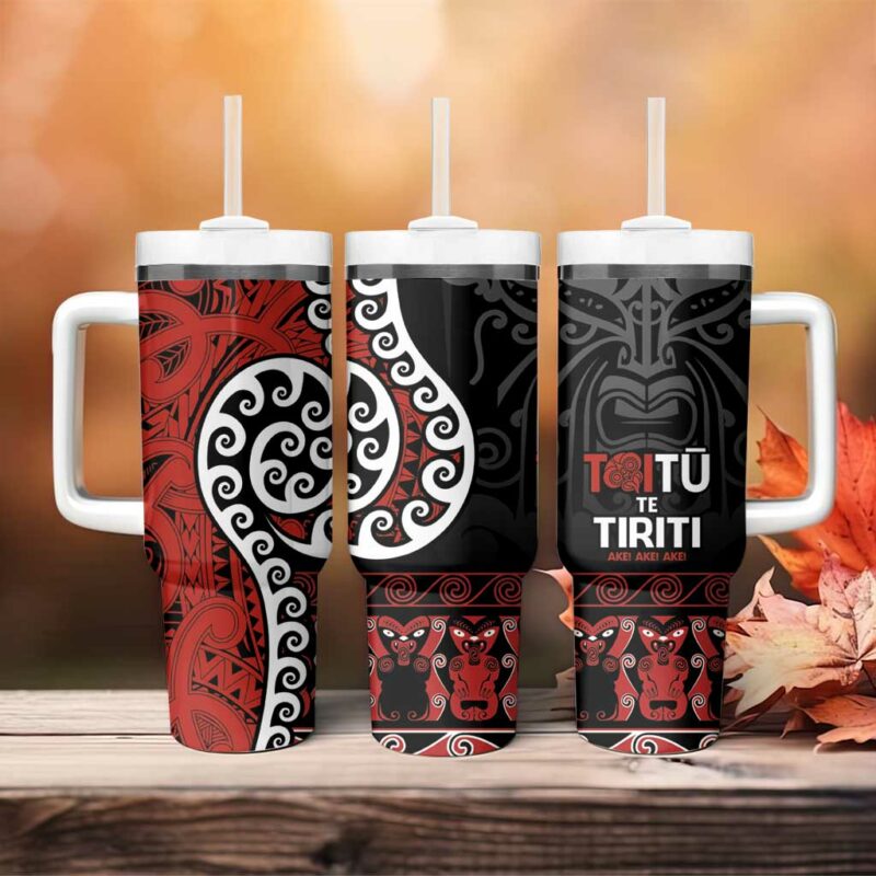 Honour The Treaty New Zealand Toitu Te Tiriti Ake!Ake!Ake! Custom Stanley Quencher 40oz Stainless Steel Tumbler With Handle - Threewoofs - Image 4