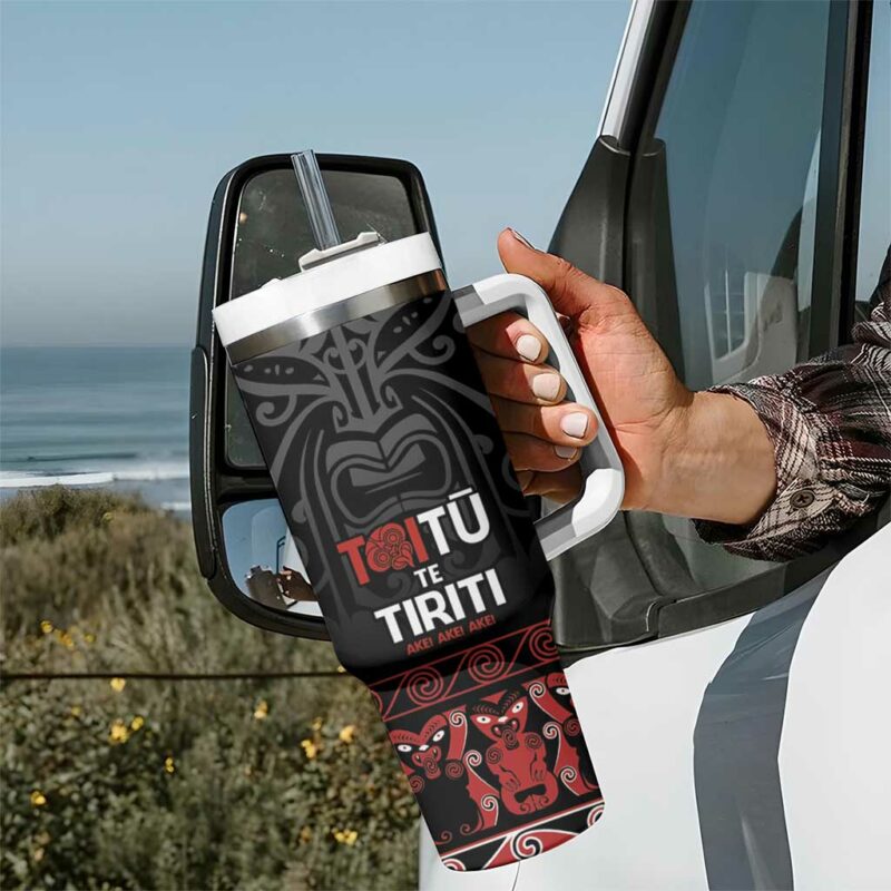 Honour The Treaty New Zealand Toitu Te Tiriti Ake!Ake!Ake! Custom Stanley Quencher 40oz Stainless Steel Tumbler With Handle - Threewoofs - Image 7