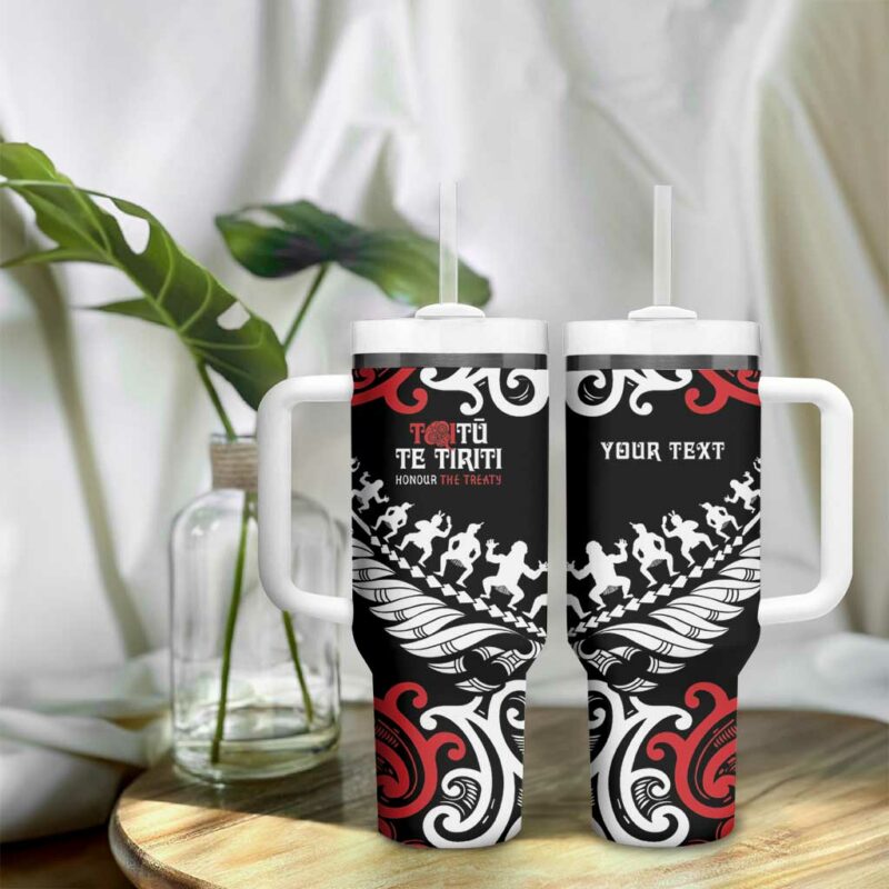 Honour The Treaty New Zealand Toitu Te Tiriti Half Fern Custom Stanley Quencher 40oz Stainless Steel Tumbler With Handle - Threewoofs - Image 9