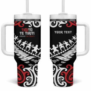 Honour The Treaty New Zealand Toitu Te Tiriti Half Fern Custom Stanley Quencher 40oz Stainless Steel Tumbler With Handle - Threewoofs
