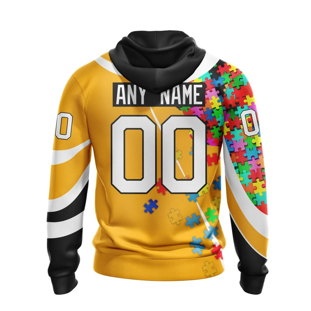 Hoodie Boston Bruins Autism Awareness L Personalized Name & Number V0122 QTNHL080524A3810HD - Image 2