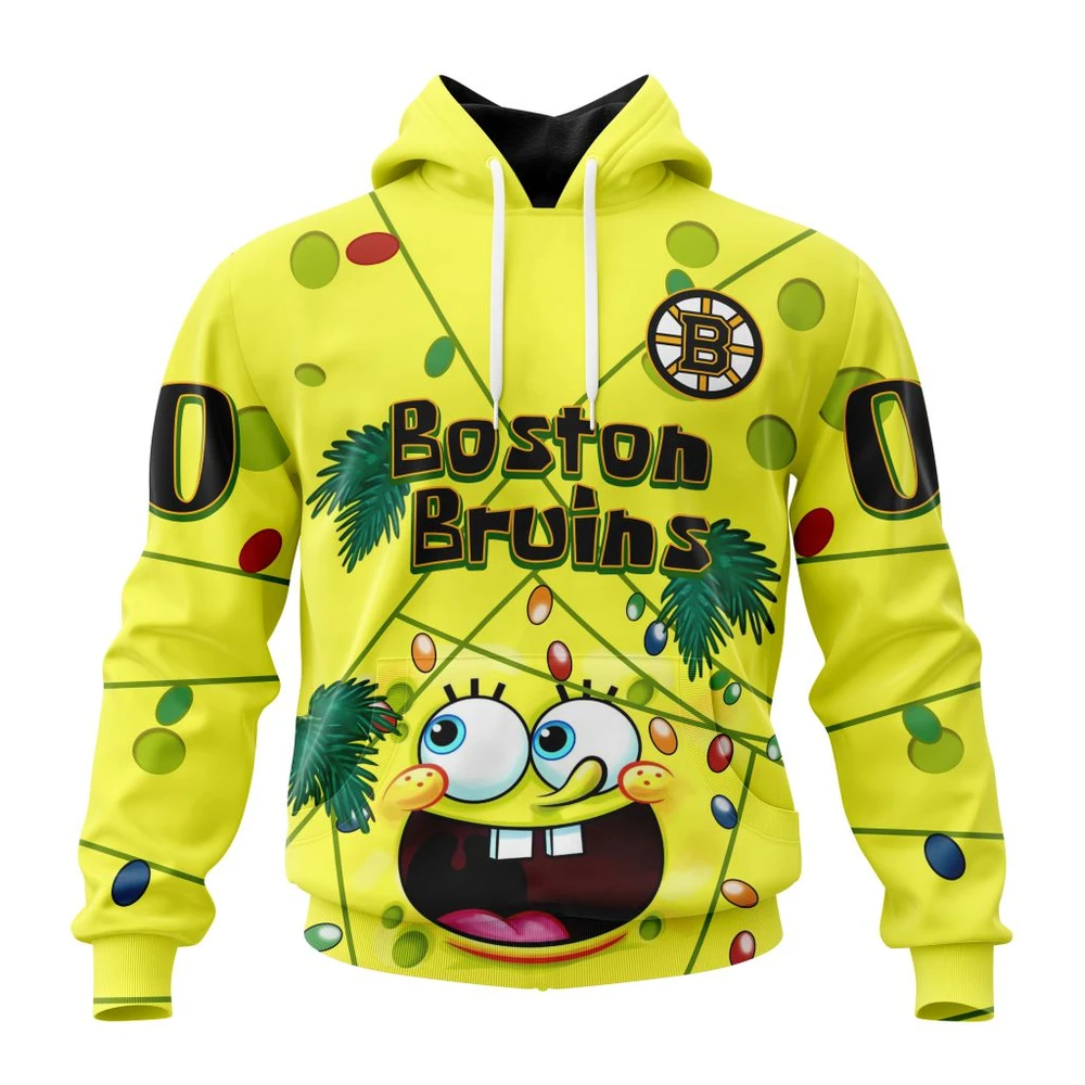 Hoodie Boston Bruins, Specialized Jersey With Spongebob V0122 QTNHL080524A371HD