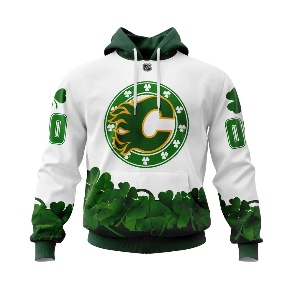 Hoodie Calgary Flames, Happy St.Patrick Days Jersey V0522 QTNHL080524A3814HD