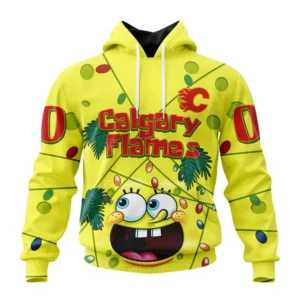 Hoodie Calgary Flames Specialized Jersey With Spongebob V0122 QTNHL080524A3271HD