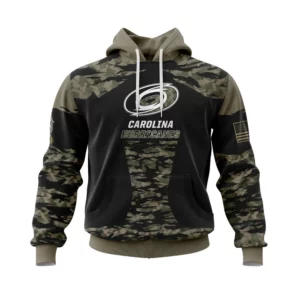 Hoodie Carolina Hurricanes, Honors Veterans And Military Members QTNHL080524A3868HD