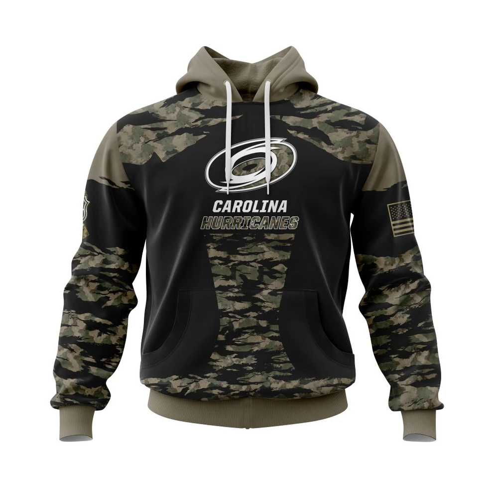 Hoodie Carolina Hurricanes, Honors Veterans And Military Members QTNHL080524A3868HD