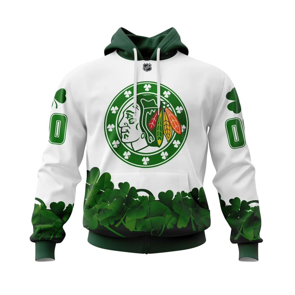 Hoodie Chicago Blackhawks, Happy St.Patrick Days Jersey V0522 QTNHL080524A3833HD
