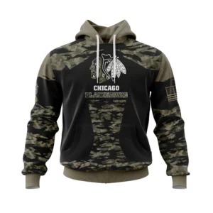 Hoodie Chicago Blackhawks, Honors Veterans And Military Members QTNHL080524A3835HD