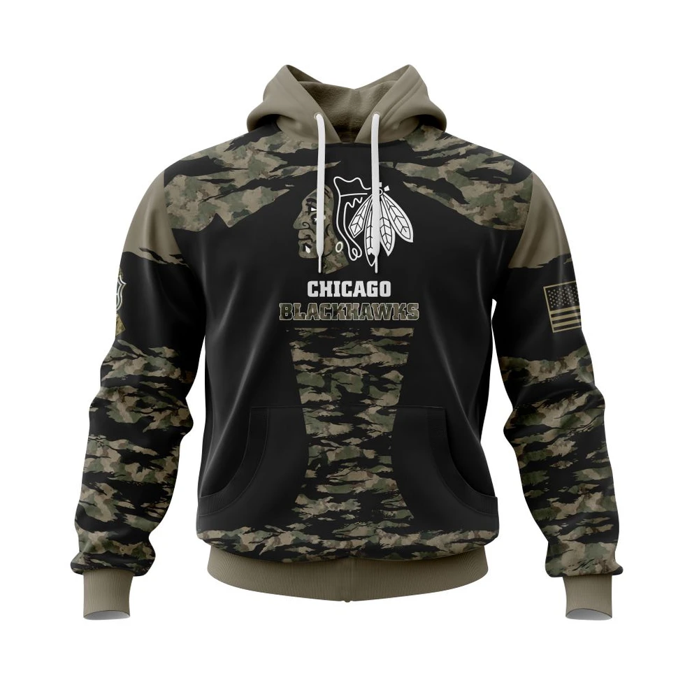 Hoodie Chicago Blackhawks, Honors Veterans And Military Members QTNHL080524A3835HD