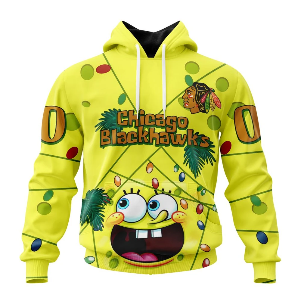 Hoodie Chicago Blackhawks, Specialized Jersey With Spongebob V0122 QTNHL080524A3272HD