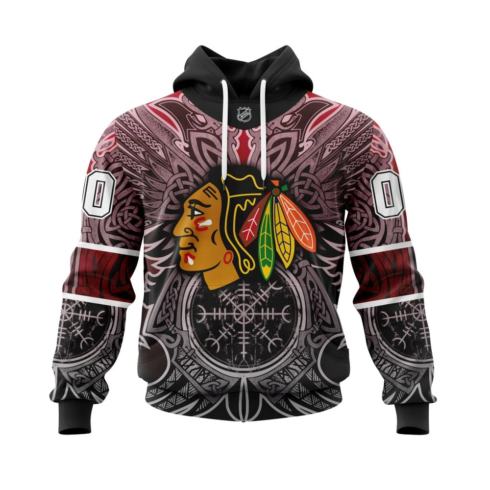 Hoodie Chicago Blackhawks, Specialized Norse Viking Symbols St2201 QTNHL080524A3831HD