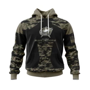 Hoodie Columbus Blue Jackets, Honors Veterans And Military Members QTNHL080524A3854HD