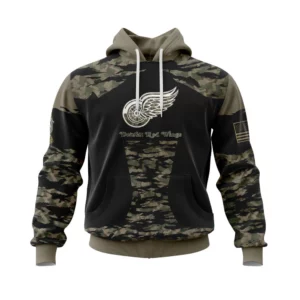 Hoodie Detroit Red Wings, Honors Veterans And Military Members QTNHL080524A412HD