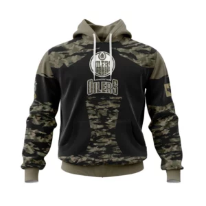 Hoodie Edmonton Oilers, Honors Veterans And Military Members QTNHL080524A83HD
