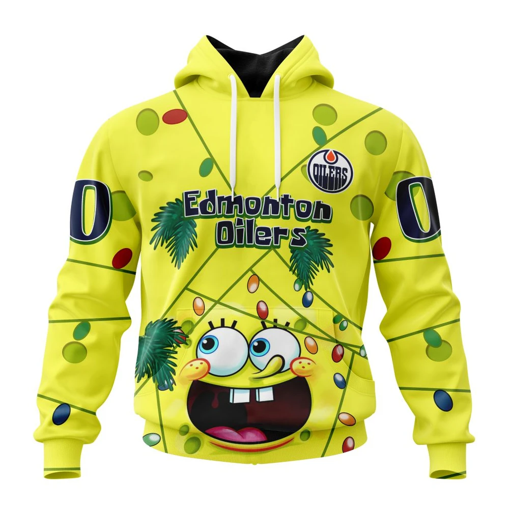Hoodie Edmonton Oilers Specialized Jersey With Spongebob V0122 QTNHL080524A149HD