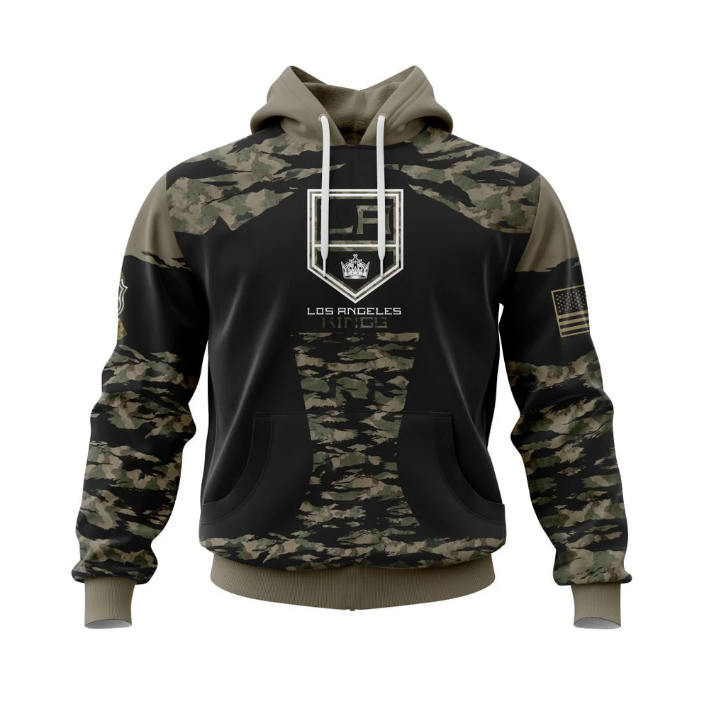 Hoodie Los Angeles Kings, Honors Veterans And Military Members QTNHL080524A3932HD