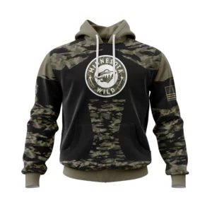 Hoodie Minnesota Wild, Honors Veterans And Military Members QTNHL080524A3943HD