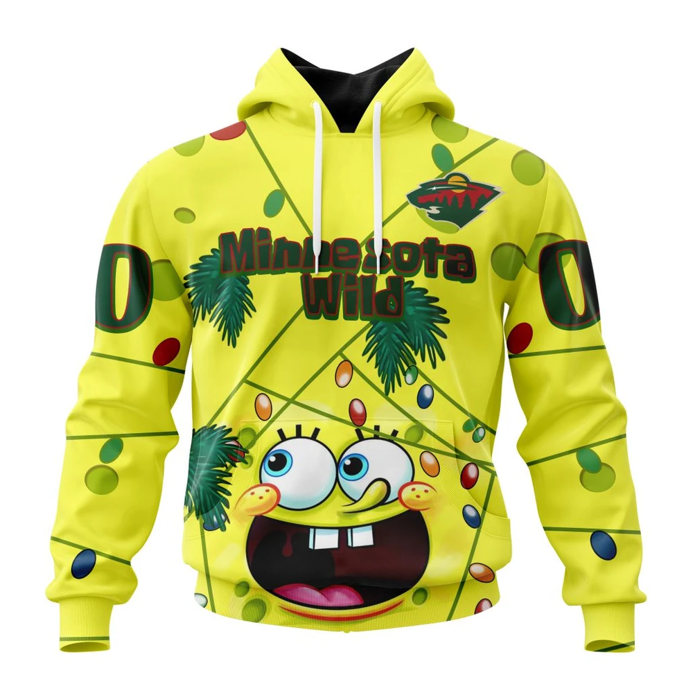 Hoodie Minnesota Wild, Specialized Jersey With Spongebob V0122 QTNHL080524A3263HD