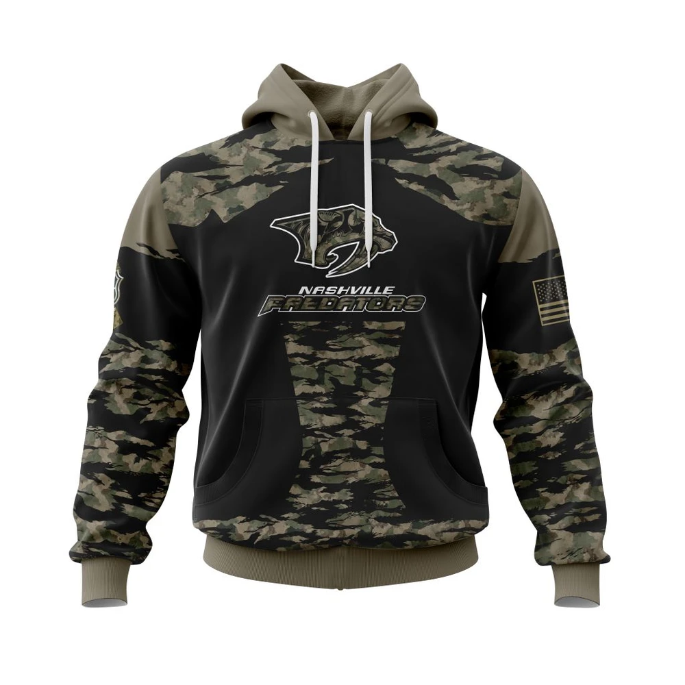 Hoodie Nashville Predators, Honors Veterans And Military Members QTNHL080524A3874HD