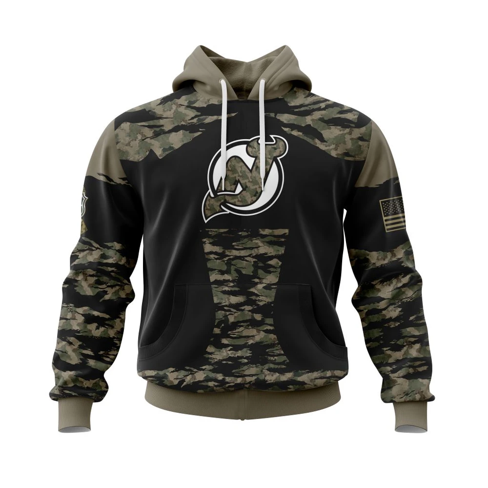 Hoodie New Jersey Devils, Honors Veterans And Military Members QTNHL080524A3851HD