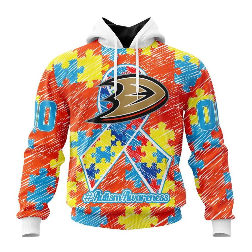 Hoodie NHL Anaheim Ducks Special Autism Awareness Design St2201 QTNHL080524A2489HD