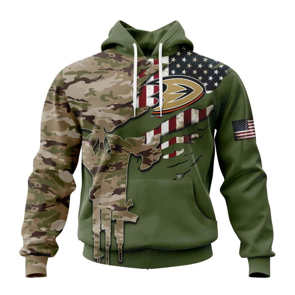 Hoodie NHL Anaheim Ducks Special Camo Skull Design St2303 QTNHL080524A1727HD