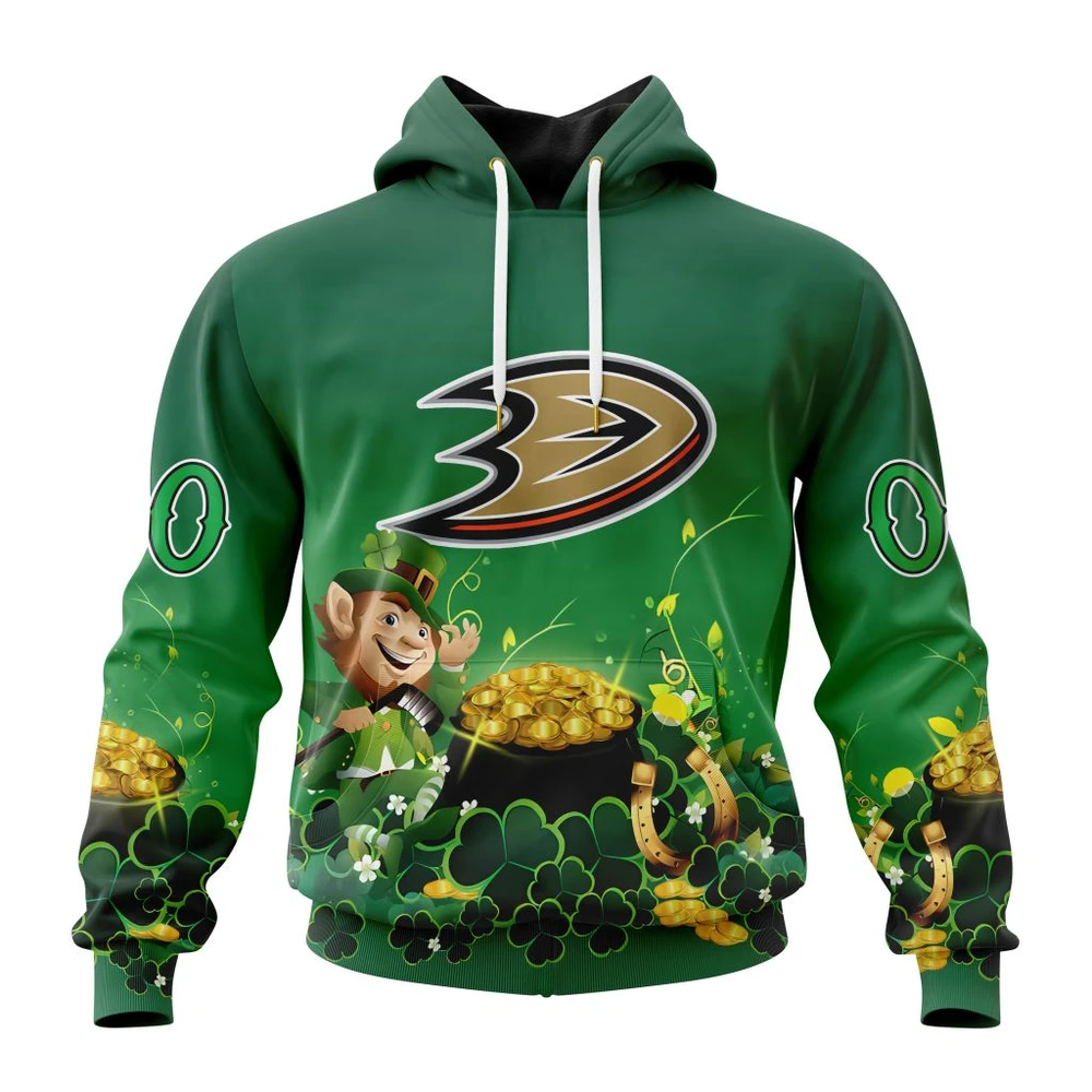 Hoodie NHL Anaheim Ducks Special Design For St. Patrick's Day St2403 QTNHL080524A915HD