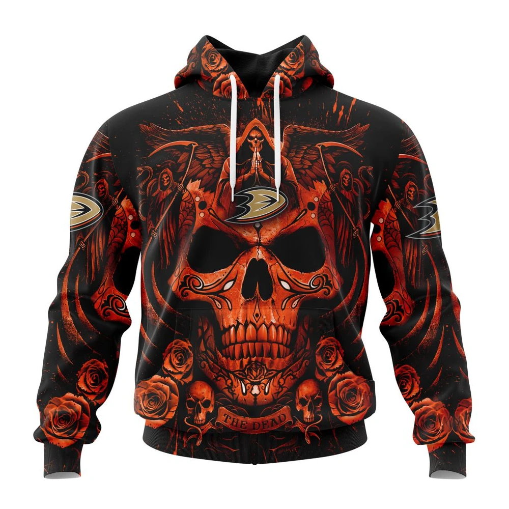 Hoodie NHL Anaheim Ducks Special Design With Skull Art St2203 QTNHL080524A350HD