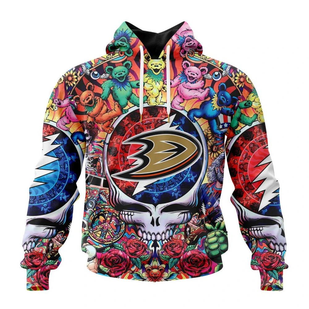Hoodie NHL Anaheim Ducks Special Grateful Dead Design St2304 QTNHL080524A1897HD
